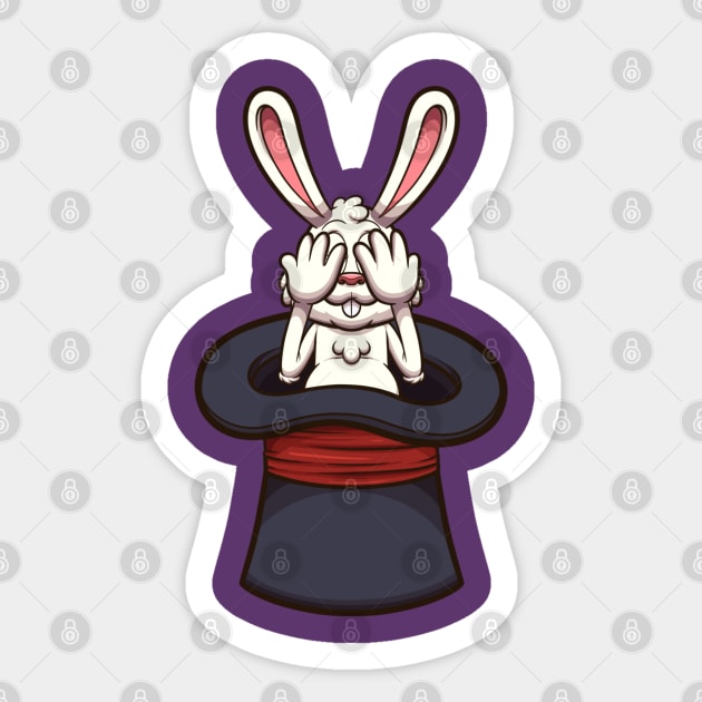 Hiding White Bunny In Magician Hat Sticker by TheMaskedTooner